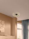 Moderne LED-Deckenleuchte mit zwei runden, schwarzen Ringen und indirekter Beleuchtung auf weißem Hintergrund.