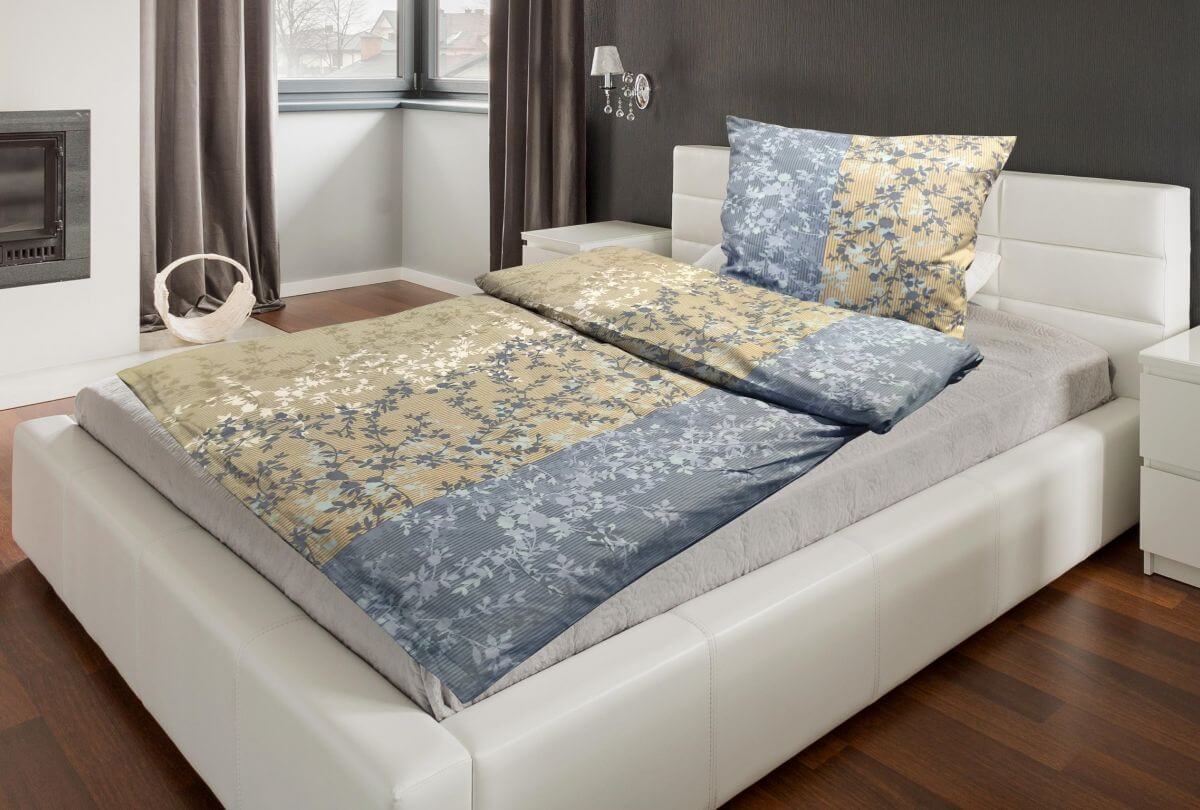 Bettwäsche Fiona 155x220cm, blau-beige Bettwäsche Fiona 155x220cm, blau-beige