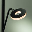 Moderne schwarze LED-Schreibtischlampe mit rundem Leuchtkopf, energiesparend, minimalistisches Design.