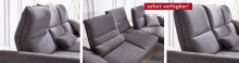 Sofa mit Relaxfunktion sofort verfügbar Graues Sofa mit verstellbarer Rückenlehne, sofort verfügbar.