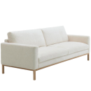 Modernes, cremefarbenes Sofa mit Holzgestell, minimalistisches Design, bequemes Sitzmöbel für Wohnzimmer.