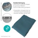 Schal in Blau mit verdeckter Schlaufe und Röllchen, schallabsorbierend, akustisch zertifiziert, variabel anbringbar.