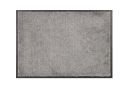 Graue rechteckige Fuu00dfmatte mit weicher Oberflu00e4che und schwarzem Rand, ideal fu00fcr Eingangsbereiche.