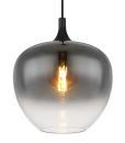 Moderne Pendelleuchte mit rauchgrauem Glas und sichtbarem Leuchtmittel, stilvolle Beleuchtung für Wohnräume.