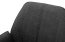 Detailaufnahme einer modernen, dunkelgrauen Stofflehne eines Sofas, Polstermöbel, Wohnzimmer, Textilstruktur.