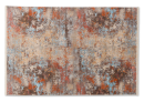 Moderner Teppich mit abstraktem Muster in Braun, Orange, Blau und Beige, rechteckig, Wohnzimmer-Dekoration.