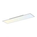 Moderne LED-Deckenleuchte rechteckig, flach, silberner Rahmen, neutralweißes Licht, energiesparend.