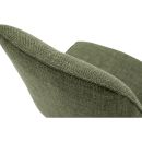 Detailaufnahme einer grünen Stofflehne eines modernen Sessels, Polstermöbel, Wohnzimmer, Textilstruktur sichtbar.
