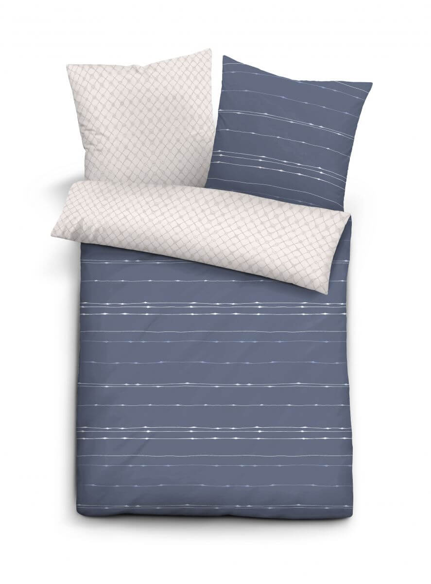 Mako-Satin Bettwäsche 200x200-2x80x80cm marine Mako-Satin Bettwäsche 200x200-2x80x80cm marine