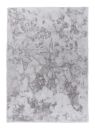 Weiß-grauer, rechteckiger Hochflor-Teppich mit marmoriertem Muster, weiche Oberfläche, modernes Wohnaccessoire.