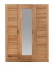Drehtürenschrank aus Holz mit drei Türen, mittig Spiegel, modernes Design, Kleiderschrank Schlafzimmer.