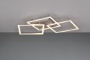 Moderne LED-Deckenleuchte mit drei leuchtenden, eckigen Rahmen an grauer Zimmerdecke, minimalistisch.