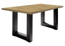 Moderner Esstisch aus Holz mit Metallbeinen, rechteckig, industrielles Design, robust und stilvoll.