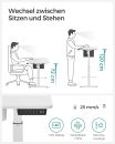 Höhenverstellbarer Schreibtisch, elektrisch, 72–120 cm, für ergonomisches Arbeiten im Sitzen und Stehen.
