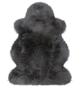 Dunkelgraues, flauschiges Schaffell als Teppich, dekorativ, weich, Naturfell, Wohnaccessoire.