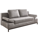 Modernes graues Sofa mit verstellbaren Armlehnen und zwei großen Rückenkissen, Polstermöbel Wohnzimmer.
