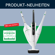 Drei Vorwerk Kobold Staubsauger als Produktneuheiten, modern designt, jetzt bei uns testen.