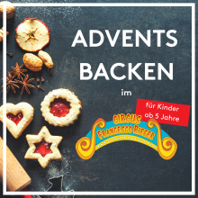 Weihnachtliches Adventsbacken mit Plätzchen, Nüssen und Circus-Logo, Angebot für Kinder ab 5 Jahren.