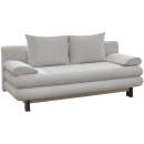 Modernes, hellgraues Sofa mit Cordbezug, zwei Rückenkissen und Armlehnen, ideal für Wohnzimmer-Einrichtung.