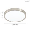 Runde LED-Deckenleuchte, silberfarben, Ø 28,5 cm, Höhe 3 cm, moderne Flachbauweise, energiesparend.