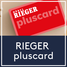 Rote RIEGER pluscard mit Text „RIEGER pluscard“ auf blauem Hintergrund abgebildet. Rote RIEGER pluscard mit Text „RIEGER pluscard“ auf blauem Hintergrund abgebildet.