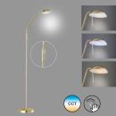 Stehlampe aus Messing mit verstellbarem LED-Licht, Touch-Dimmer und Farbtemperaturwechsel, modern.
