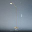 Goldene Stehlampe mit rundem Fuß, 160 cm hoch, 23 cm Lampenschirm, modernes Design vor grauer Wand.