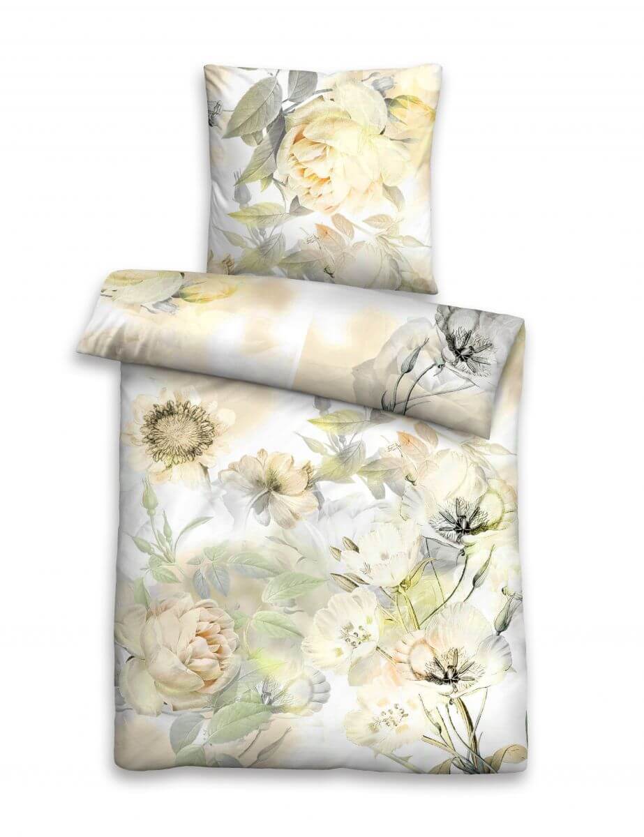 Mako-Satin Bettwäsche 155x220cm gelb Mako-Satin Bettwäsche 155x220cm gelb