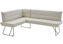 Moderne beige Eckbank mit Metallbeinen, Polsterung und klaren Linien, ideal fu00fcr Esszimmer oder Wohnzimmer.