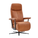 Moderner brauner Relaxsessel aus Leder mit hoher Rückenlehne und Armlehnen, drehbar, ergonomisch und bequem.