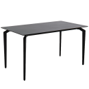 Moderner rechteckiger Esstisch aus schwarzem Metall mit schlanken Beinen, minimalistisches Design, Esszimmermöbel.