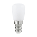 Weiße LED-Lampe mit E14-Sockel, energiesparend, für Haushaltsbeleuchtung, isoliert auf weißem Hintergrund.