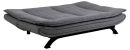 Graues Schlafsofa mit moderner Steppung, klappbar, auf schwarzen Metallfüßen, bequemes Design für Wohnzimmer.