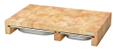 Multifunktionsbrett Stirnholz mit 3 Edelstahl-Schubladen