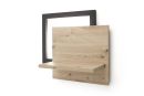 Modernes Wandregal aus Holz mit schwarzem Metallrahmen, minimalistisches Design, ideal für Wohnzimmer-Deko.