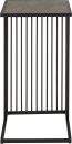 Moderner Beistelltisch aus schwarzem Metall mit Gittergestell und rechteckiger Tischplatte, minimalistisch designt.