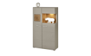 FUN PLUS II Vitrine+Bel. Basalt/Eiche Altholz B/H/T ca. 80/139/37 cm