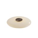 Runde LED-Deckenleuchte mit weiu00dfem Diffusor und zentralem Metallelement auf weiu00dfem Hintergrund.