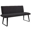 Moderne schwarze Polsterbank mit Rückenlehne und Metallbeinen, ideal für Esszimmer oder Wartebereich.