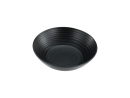 Schwarze, runde Keramikschale mit gerillter Oberfläche, modernes Design, ideal für Küche und Tischdekoration.