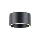 Moderne schwarze LED-Deckenleuchte, rundes Design, indirektes Licht, energiesparende Wohnraumbeleuchtung.