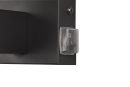 Schwarzer Kippschalter an einer Metalloberfläche, Nahaufnahme, moderner Lichtschalter, Detailansicht.