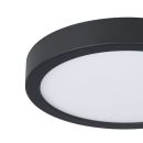 Runde LED-Deckenleuchte in Schwarz mit weißem Diffusor, modernes Design, energiesparende Beleuchtung.