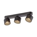 Moderne Deckenleuchte mit drei schwarzen, zylindrischen Strahlern, LED-Lampe fu00fcr Wohnzimmer oder Flur.