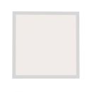 Quadratisches, weißes Panel mit grauem Rand auf weißem Hintergrund, minimalistisches Design, modernes Dekor.