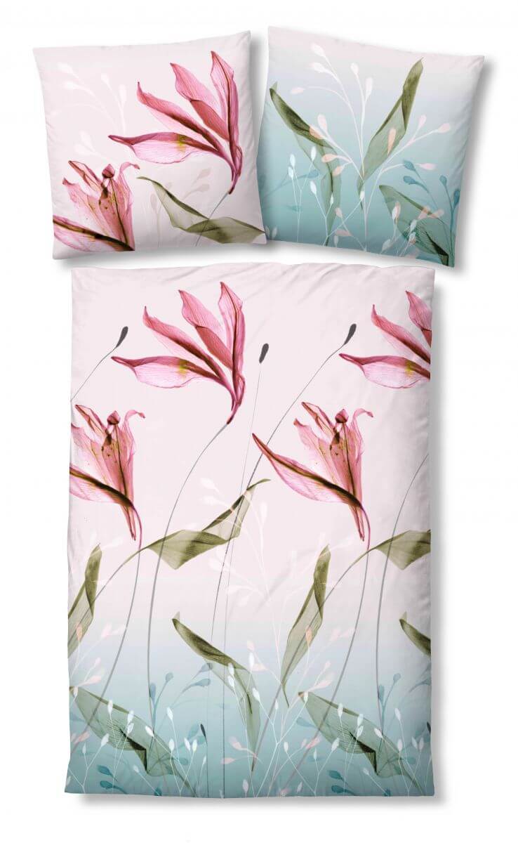Mako-Satin Bettwäsche 200x200-2x80x80cm rose Mako-Satin Bettwäsche 200x200-2x80x80cm rose