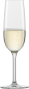 Glas mit prickelndem Sekt auf weißem Hintergrund, Sektglas, Getränk, Feier, festlich, prickelnd