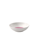 Weiu00dfe Porzellanschale mit rosa Blu00fctenmuster, modernes Design, ideal fu00fcr Fru00fchstu00fcck, Mu00fcsli oder Desserts.