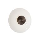 Runde Deckenleuchte mit weiu00dfem Glas und bronzefarbener Mitte, modernes Lampen-Design fu00fcr Wohnru00e4ume.