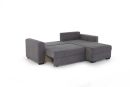 Graues Schlafsofa mit ausziehbarer Liegeflu00e4che, modernem Design und komfortabler Polsterung auf weiu00dfem Hintergrund.